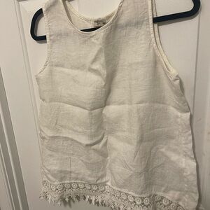Elegant White Lace Trim Sleeveless Top